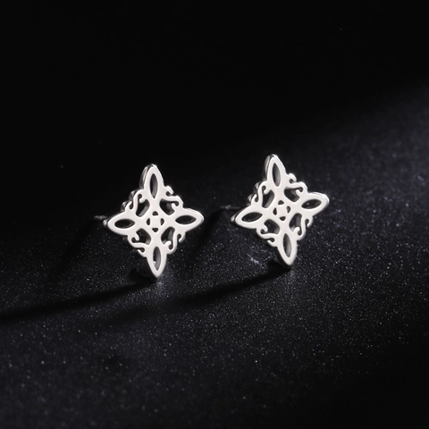 Edelstahl Ohrstecker Hohl Aus Hexenknoten Keltisch Geometrisch Vintage Mode Schmuck Für Damen