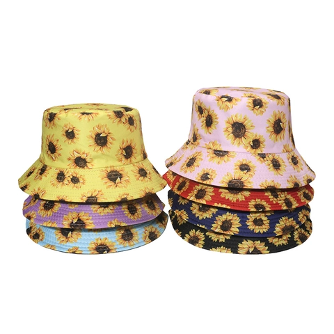Sonnenblumen Print Anglerhut Polyester Sonnenschutz Outdoor Casual Fischerhut Für Damen
