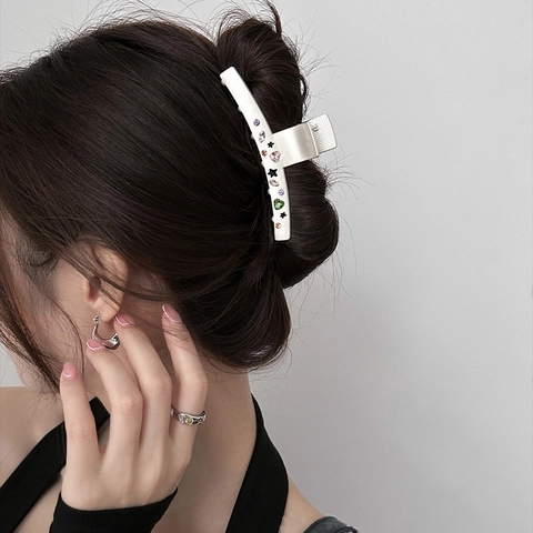 Mollette Per Capelli In Metallo Forme Geometriche Farfalla Stella Grandi Fermagli Antiscivolo Accessori Eleganti Y2K Per Donna