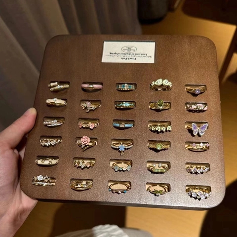 Vintage Butterfly Flower Enamel Ring Gold Plated Open Adjustable Jewelry Accessory For Women Gift