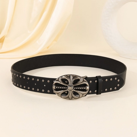PU-Ledergürtel Mit Großer Retro-Alloy-Schnalle Metallnieten Punk Hip Hop Style Y2K Accessoire Für Jugend Männer Frauen