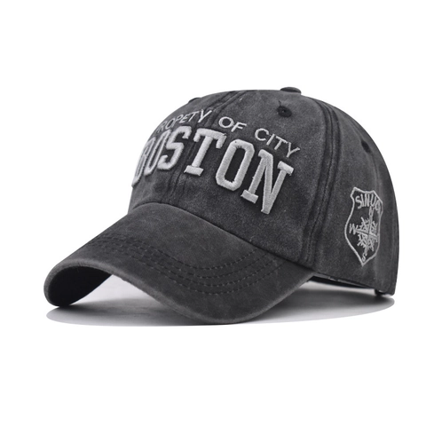 Casquette De Baseball En Coton Lavé Style Rétro Délavé Broderie Boston Dad Hat Réglable Pour Hommes Et Femmes