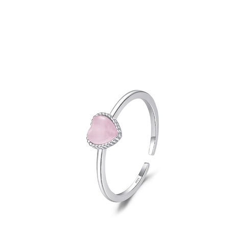 Anello In Argento Sterling 925 Pietra Occhio Di Gatto Cuore Rosa Regolabile Aperto Gioielli Minimalisti Stile Dolce Per Donna