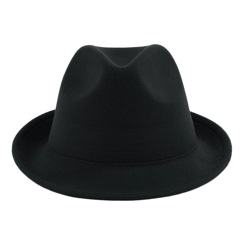 British Vintage Fedora Hat Solid Color Polyester Felt Pinch Crown Elegant Jazz Cap For Men Women Unisex Accessory