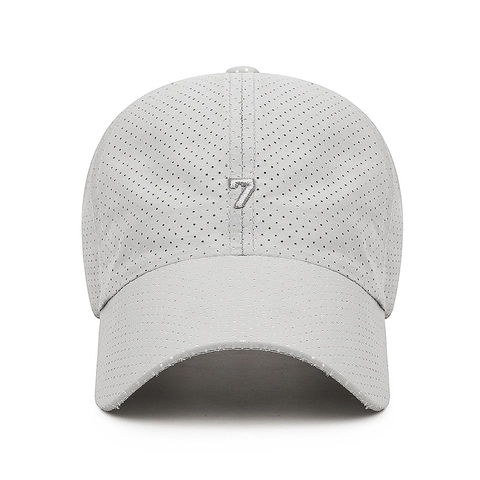 Baseballkappe Mesh Perforiert Atmungsaktiv Schnelltrocknend Sommer Outdoor Sport Sonnenhut Bestickt Nummer 7 Herren Damen