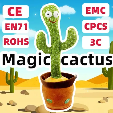 Dancing Cactus Toy Knitted Plush Singing Recording Lighting Twisting Educational Electronic For Toddlers Kids Gift