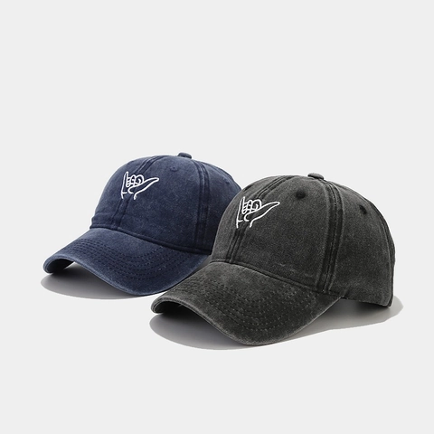 Casquette De Baseball En Coton Lavé Broderie Geste Shaka Vintage Délavé Ajustable Dad Hat Protection Solaire Extérieur