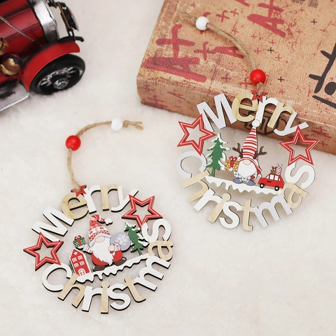 Ornamenti Natalizi Da Appendere In Legno Merry Christmas Ciondolo Gnomo Decorazioni Rustiche Per Albero E Casa