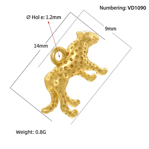 Ciondolo Leopardo Vintage Animale Leone Fascino Retro Hip Hop Gioielli DIY Artigianato Ottone Placcato Oro Accessorio Uomo Donna
