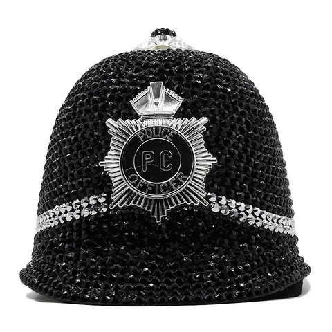 Cappello Da Costume Da Polizia Con Strass Per Halloween Festa In Maschera Copricapo Da Prestazione Lucido Unisex