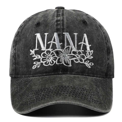 Casquette De Baseball En Coton Lavé Broderie Nana Vintage Ajustable Protection Solaire Chapeau Sport Femmes