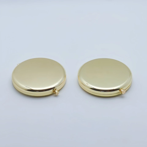 Portable Compact Makeup Mirror Round Metal Foldable Double Sided Pocket Handheld Vanity Tool For Travel
