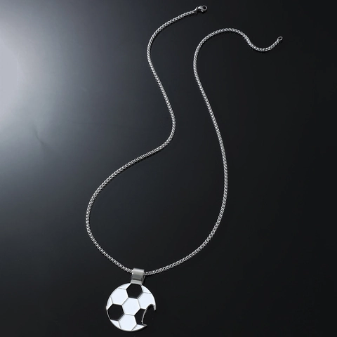 Hip Hop Herren Fußball Anhänger Halskette Legierung Emaille Schmuck Schwarz Weiß Sport Mode Lange Boxkette Streetwear