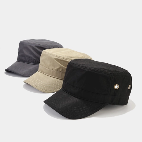 Cadet Cap Militaire Hoed Polyester Sneldrogend Ademend Zonbescherming Flat Top Verstelbaar Outdoor Sporten Voor Heren Dames