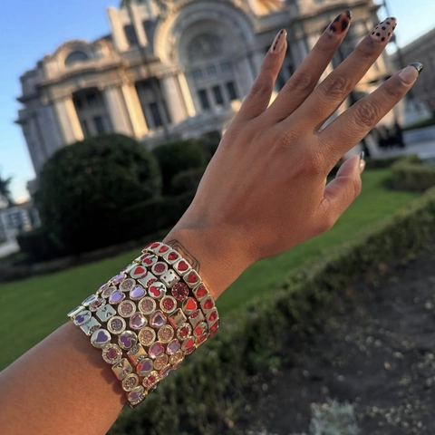 Luxe Legering Strass Hart Kers Elastisch Koord Armband Hip Hop Mode Eenvoudige Goud Kleur Stapelbare Armband Voor Vrouwen Sieraden