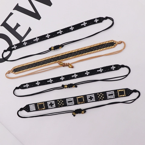 Braccialetti In Perline Di Vetro Fatti A Mano Motivo A Croce Geometrica Boho Gioielli Tessuti Regolabili Per Donne
