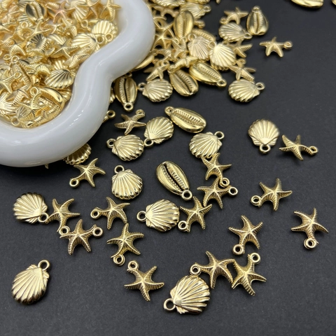 Zeester Schelp Bedels Hangers Goud Gegalvaniseerde Legering Voor DIY Sieraden Maken Ketting Armband Marine Oceaan Stijl