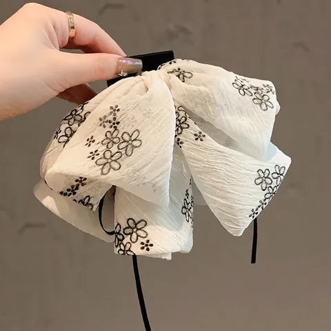 Molletta Per Capelli A Fiocco Retrò Francese Per Donna In Tessuto Chiffon Con Ricamo Floreale E Eleganti Nastri Lunghi Accessorio