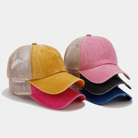 Gorra Trucker de Algodón Lavado Vintage Distressed para Hombre Mujer Transpirable Ajustable Gorra de Béisbol Sombrero de Sol