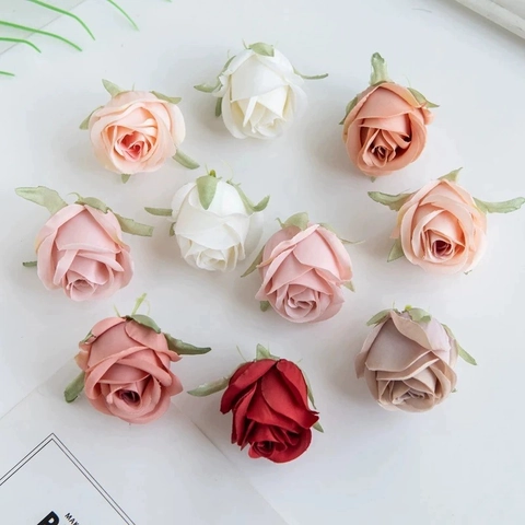 Artificial Rose Flower Heads Satin Fabric Simulation Artificial Pearl Rose DIY Craft Wedding Home Party Decoration Photography Props