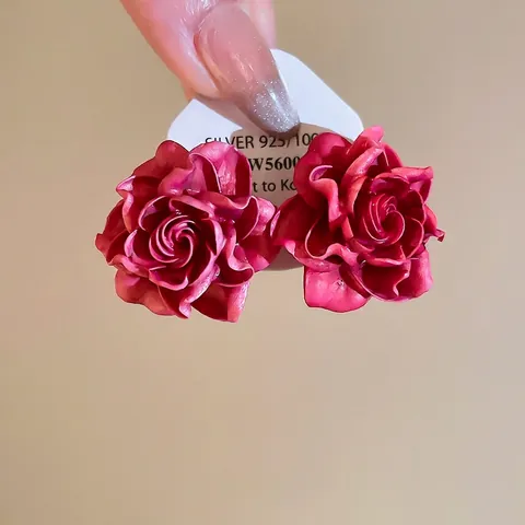 Rosenblüte Ohrstecker Mit 925 Sterling Silber Ohrstift Harz 3D Retro Elegant Schmuck Für Damen