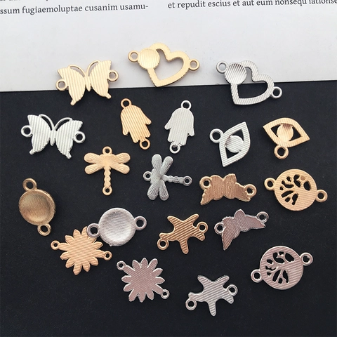 Evil Eye Charms Zinc Alloy Rhinestone Enamel Connector Pendants For DIY Bracelet Necklace Making Butterfly Hamsa Heart