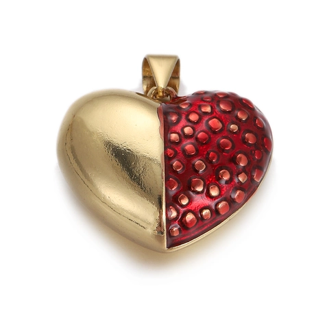 Pomegranate Heart Round Pendants Gold Plated Copper Red Enamel Fruit Shape DIY Jewelry Finding Vintage Style For Women