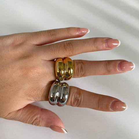 Anillos De Acero Inoxidable 316l De Color Sólido Estilo Clásico Minimalista De Hip-hop Chapados En Oro De 18k