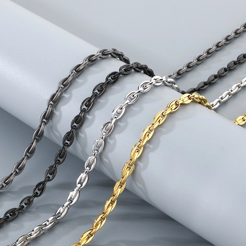 Collana E Bracciale In Acciaio Inossidabile Gioielli Catena A Maglie Ancoraggio Ovale Hip Hop Moda Minimalista Per Uomo Donna