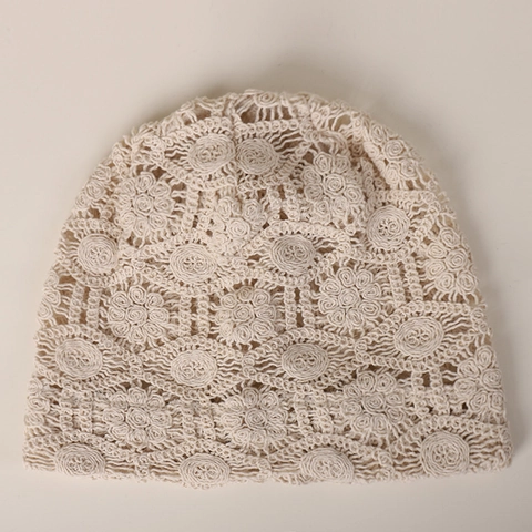 Bonnet Crocheté Coton Polyester Dentelle Florale Ajouré Respirant Slouchy Rétro Bohème Pour Femmes