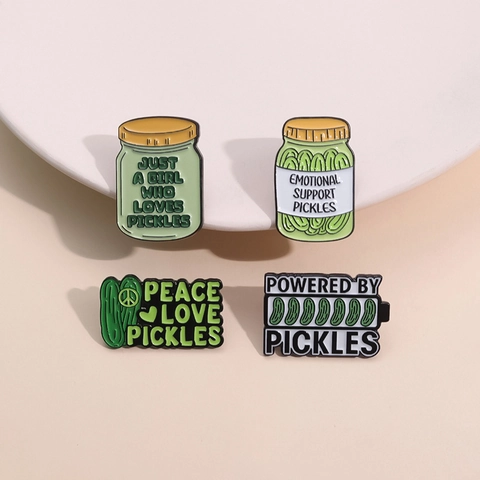 Épinglette En Émail Pickles De Soutien Émotionnel Alliage Dessin Animé Nourriture Broches De Pot Pour Sacs À Dos Vestes