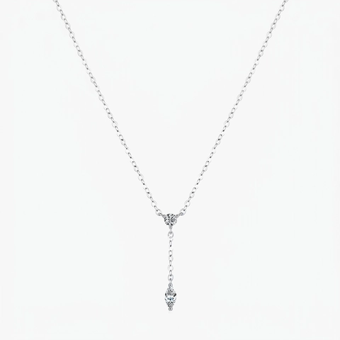 925 Sterling Silber Y-Halskette Für Frauen Mit Rundem Und Marquise-Zirkonia Geometrische Quaste Kette