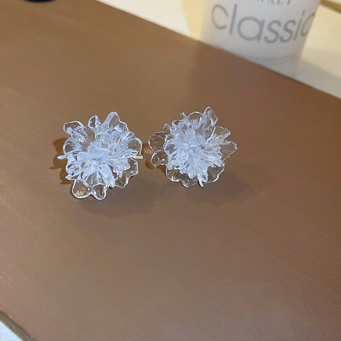 Transparente Harz Blumen Ohrstecker Mit 925 Sterling Silber Ohrstift Eleganter Süßer Blumenschmuck Für Frauen