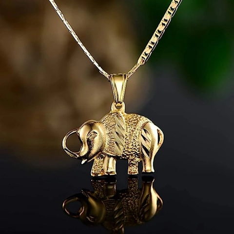 Elephant Pendant Necklace Copper Frosted Engraved Texture Thai Style Jewelry For Women Elegant Sweet Accessory