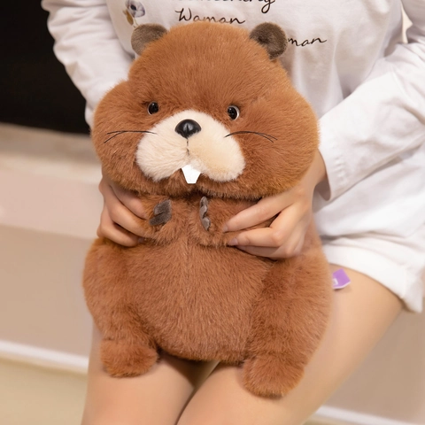 Adorable Murmeltier Plüschtier Weich Stofftier Mit Weißen Zähnen Kawaii Biber Puppe Heimdeko Geschenk Für Kinder Und Erwachsene