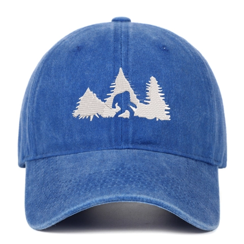 Casquette De Baseball En Coton Lavé Vintage Broderie Bigfoot Sasquatch Pin Rétro Extérieur Chapeau Soleil Unisexe