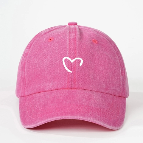 Gorra De Béisbol Lavada Retro Con Bordado De Corazón Sombrero De Sol Ajustable Para Deportes Al Aire Libre Para Mujeres Hombres