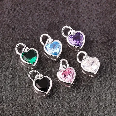 Herz Anhänger Bunte Zirkonia Micro-Set S925 Sterlingsilber DIY Schmuckzubehör Für Halsketten Armbänder Basteln