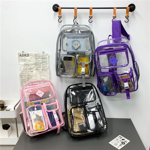 Transparenter Rucksack PVC Wasserdicht Mehrere Taschen Klarer Schulranzen Für Schule Reise Lässig Große Kapazität