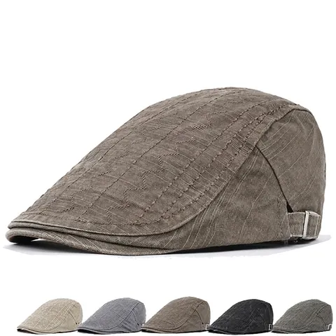 Gorra Ivy Vintage De Algodón Para Hombre Transpirable Protección Solar Flat Cap Con Costura Ondulada Y Hebilla