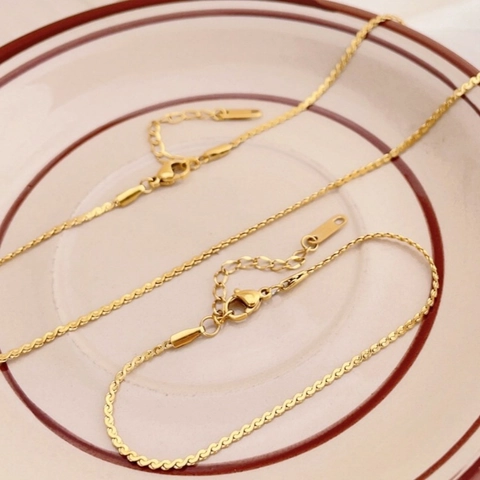 Minimalist Stainless Steel 18K Gold Plated Snake Chain Necklace For Women Retro Spiral Wave Chain Bracelet Jewelry Accessory