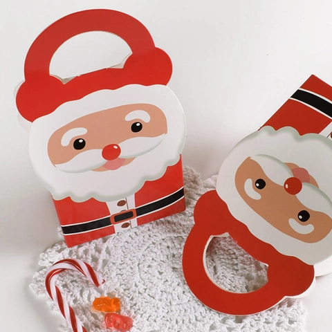 Weihnachtsgeschenkbox Tragbare Pappkarton Taschen Weihnachtsmann Cartoon Für Feiertagsparty Gastgeschenke
