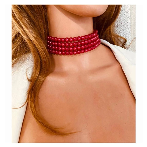 Elegant Four Layer Imitation Artificial Pearl Choker Necklace Vintage Multi Row Faux Bead Collar For Women Wedding Party Jewelry