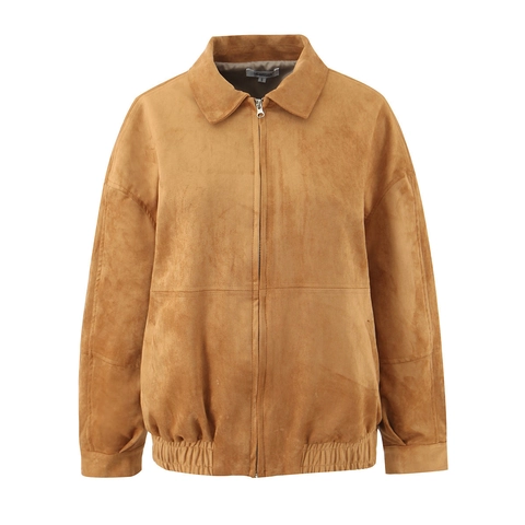 Women Suede Jacket And Shorts Casual Zipper Crop Coat High Waisted Pockets Streetwear Fashion Solid Color Brown
