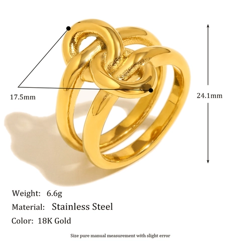 Anelli In Acciaio Inossidabile Da Donna Placcati Oro 18K Vintage Design A Nodo Intrecciato Opale Sintetico Gioielli