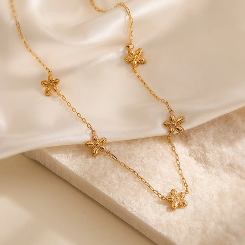 Roestvrijstalen Ketting Verguld Hart Bloem Ster Hangers Minimalisme Trendy Sieraden Dames