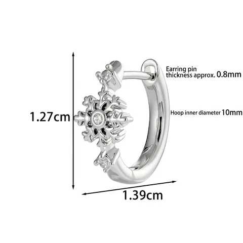 Sneeuwvlok Oorbellen Met Zirkonia Koper Piercing Met 925 Sterling Zilveren Oorsteker Elegante Winterstijl