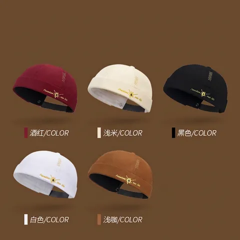 Cotton Docker Hat Brimless Miki Cap Freedom Embroidery Retro Hip Hop Style Adjustable Skullcap For Men Women Fashion