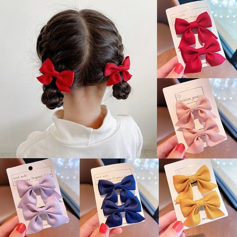 Kids Bow Hair Clips Fabric Ribbon Mesh Butterfly Knot Hairpins For Girls Sweet Hair Accessories
