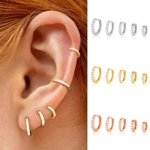 Pequeños Pendientes Aro Huggie Cobre Micro Circonita Joyería Moda Simple Mujeres